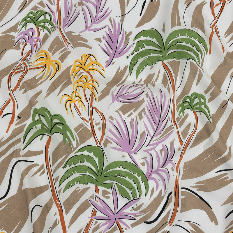 Mood Exclusive Taupe Foliate Figment Cotton Shirting