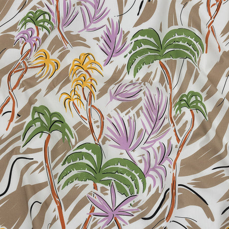 Mood Exclusive Taupe Foliate Figment Cotton Shirting