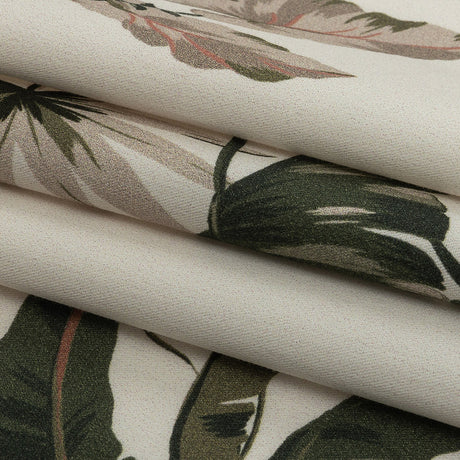 Mood Exclusive Ivory Leafy Greens Stretch Cotton Twill