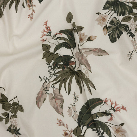 Mood Exclusive Ivory Leafy Greens Stretch Cotton Twill