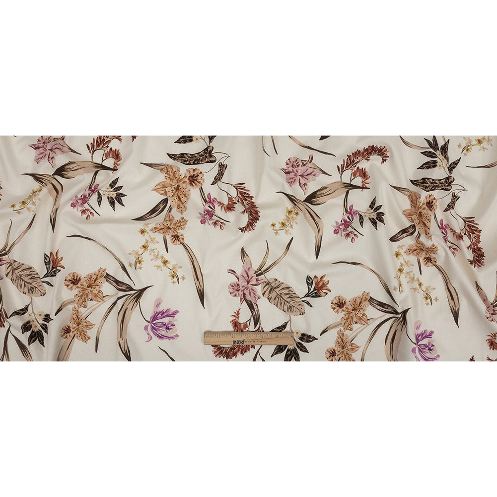 Mood Exclusive Ivory Leaves of Change Stretch Cotton Twill