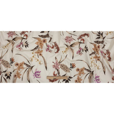 Mood Exclusive Ivory Leaves of Change Stretch Cotton Twill