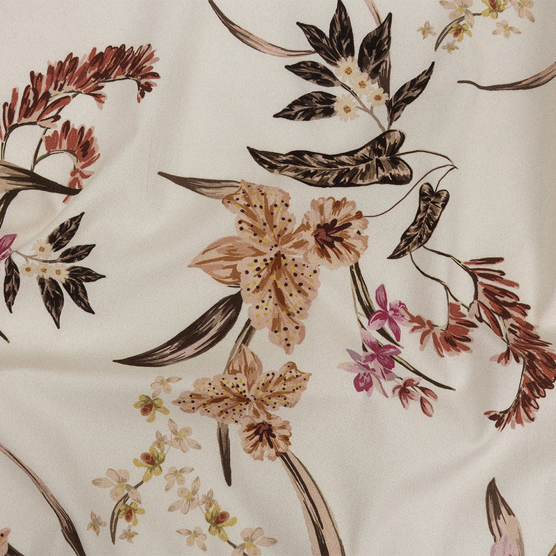 Mood Exclusive Ivory Leaves of Change Stretch Cotton Twill