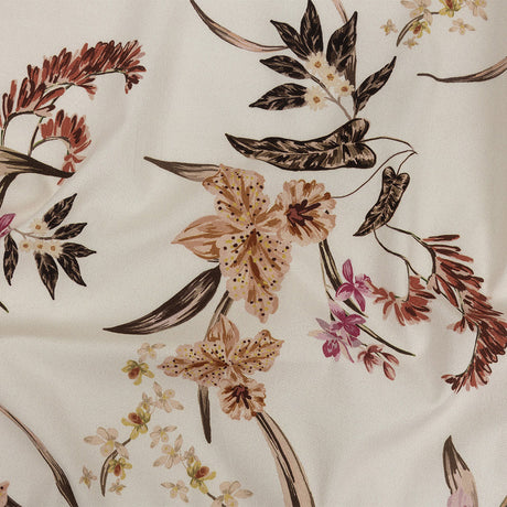 Mood Exclusive Ivory Leaves of Change Stretch Cotton Twill