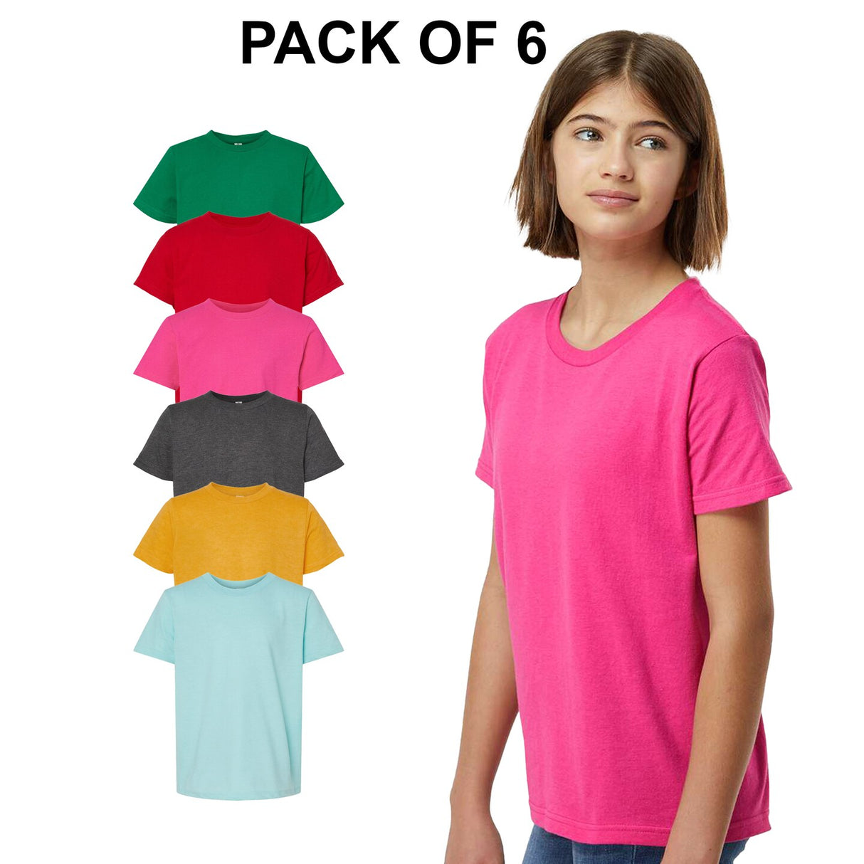 6 Pack : Tultex® Youth Fine Jersey Crew Neck Short Sleeve T-Shirt
