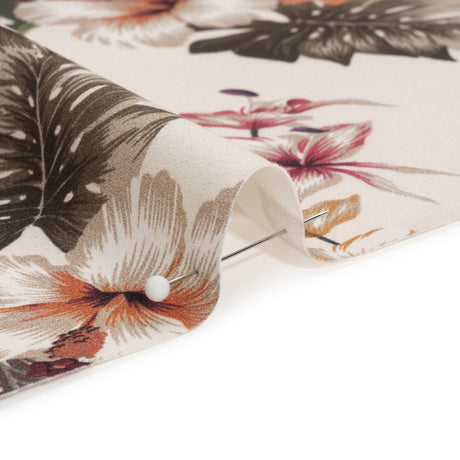 Mood Exclusive Ivory Hibiscus Holiday Stretch Cotton Twill