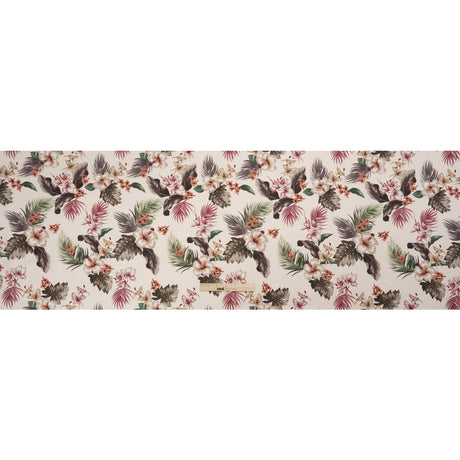 Mood Exclusive Ivory Hibiscus Holiday Stretch Cotton Twill