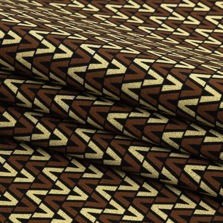Stretch Cotton and Viscose Sateen Print - Brown and Cream Skinny Chevron - Mood Exclusive V for Visionary