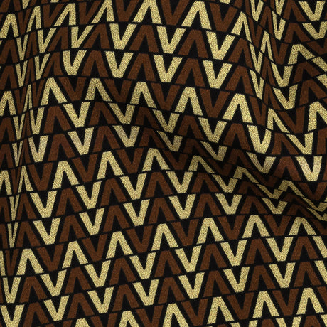Stretch Cotton and Viscose Sateen Print - Brown and Cream Skinny Chevron - Mood Exclusive V for Visionary