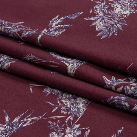 Mood Exclusive Maroon Arboreal Accord Stretch Cotton Poplin
