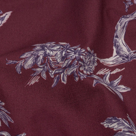 Mood Exclusive Maroon Arboreal Accord Stretch Cotton Poplin