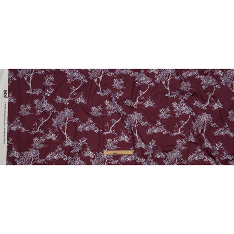 Mood Exclusive Maroon Arboreal Accord Stretch Cotton Poplin