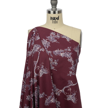 Mood Exclusive Maroon Arboreal Accord Stretch Cotton Poplin