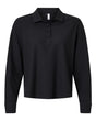 Women's Beyond Long Sleeve Loose Polo | Micro Waffle Cotton Blend, 4-Button Placket