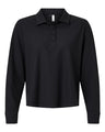 Women's Beyond Long Sleeve Loose Polo | Micro Waffle Cotton Blend, 4-Button Placket