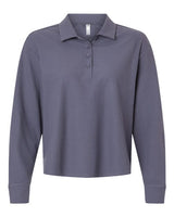 Women's Beyond Long Sleeve Loose Polo | Micro Waffle Cotton Blend, 4-Button Placket