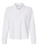 Women's Beyond Long Sleeve Loose Polo | Micro Waffle Cotton Blend, 4-Button Placket