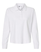 Women's Beyond Long Sleeve Loose Polo | Micro Waffle Cotton Blend, 4-Button Placket