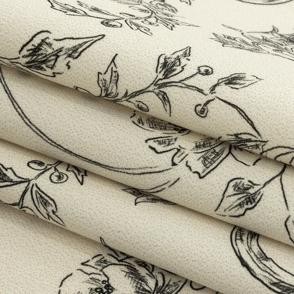 Mood Exclusive Ivory Organic Delineation Stretch Cotton Sateen