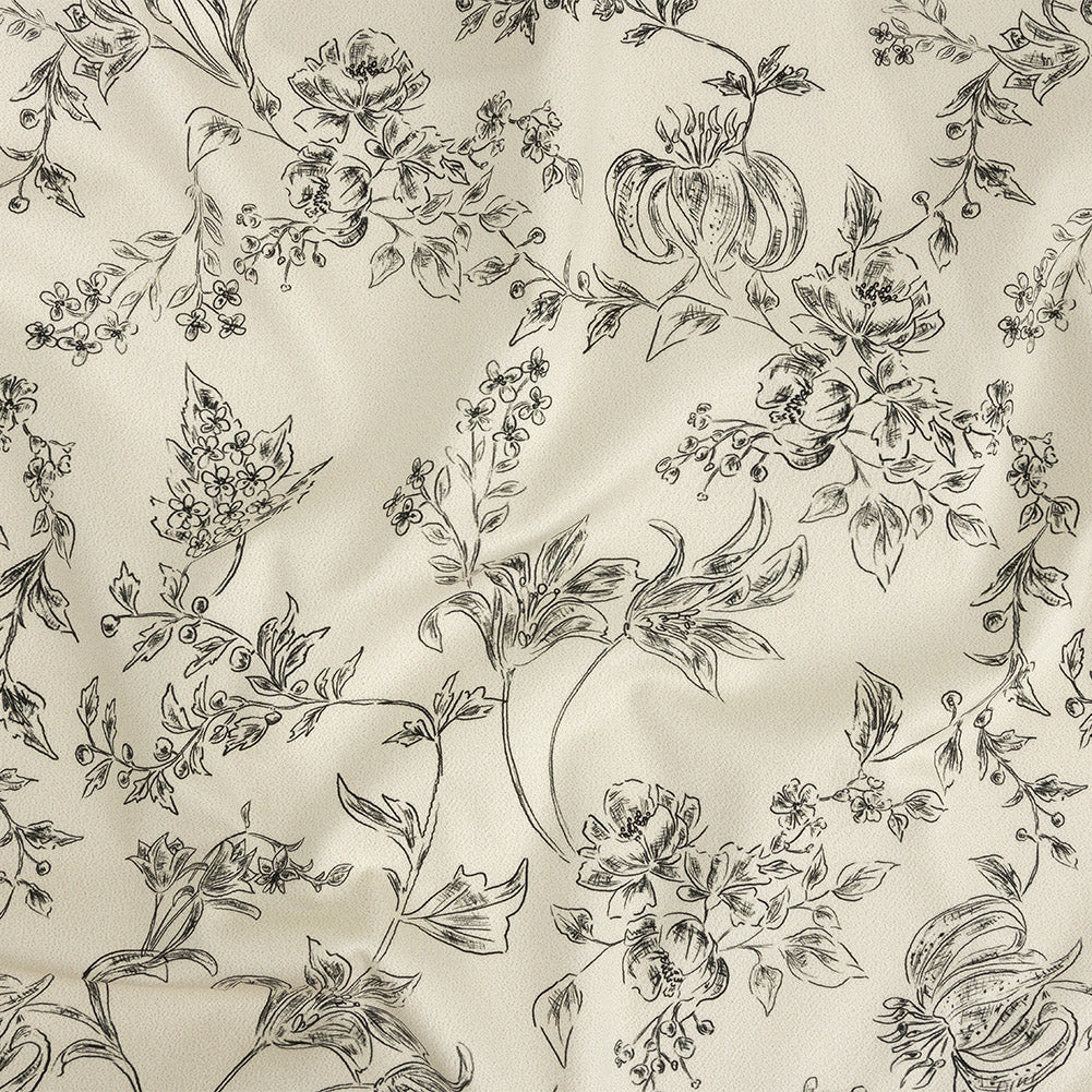 Mood Exclusive Ivory Organic Delineation Stretch Cotton Sateen