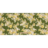 Slubbed Viscose Woven Print - Pea Green, Yellow and Cream Ikat Floral - Mood Exclusive Layers of Luxury