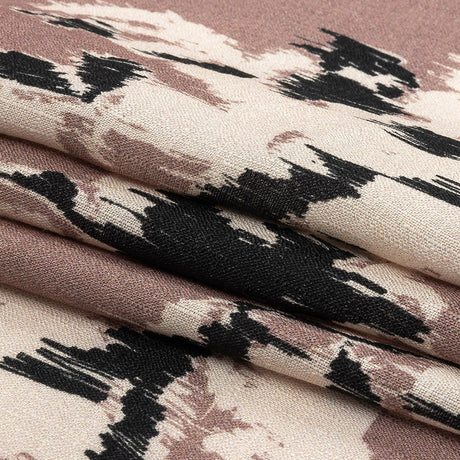 Slubbed Viscose Woven Print - Mauve, Black and Cream Ikat Floral - Mood Exclusive Layers of Luxury