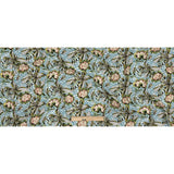 Slubbed Viscose Woven Print - Turquoise and Green Floral and Zig Zag - Mood Exclusive Retro Blossoms