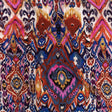 Slubbed Viscose Woven Print - Pink, Purple and Blue Ornate Ikat - Mood Exclusive Wavy Pigmentation