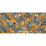 Slubbed Viscose Woven Print - Golden Orange and Blue Floral - Mood Exclusive Blackened Buds