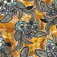 Slubbed Viscose Woven Print - Golden Orange and Blue Floral - Mood Exclusive Blackened Buds