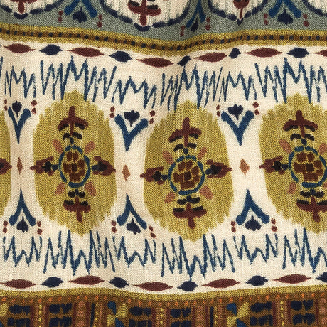 Slubbed Viscose Woven Print - Olive and Slate Medallion Stripes - Mood Exclusive Hipster Haven