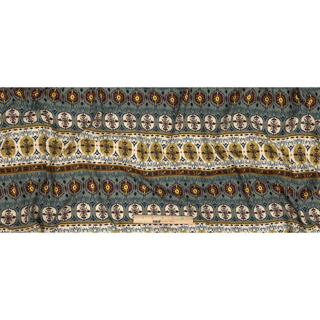 Slubbed Viscose Woven Print - Olive and Slate Medallion Stripes - Mood Exclusive Hipster Haven