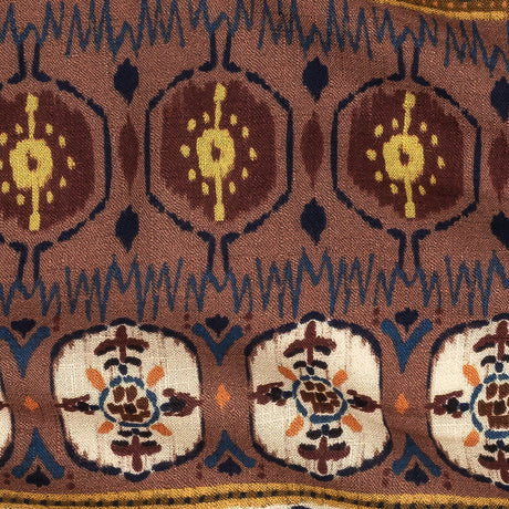 Slubbed Viscose Woven Print - Rust and Mustard Medallion Stripes - Mood Exclusive Hipster Haven