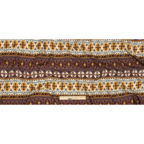 Slubbed Viscose Woven Print - Rust and Mustard Medallion Stripes - Mood Exclusive Hipster Haven