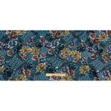 Slubbed Viscose Woven Print - Bright Navy Diamonds and Floral - Mood Exclusive Melange de Fleurs