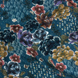 Slubbed Viscose Woven Print - Bright Navy Diamonds and Floral - Mood Exclusive Melange de Fleurs