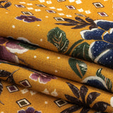 Slubbed Viscose Woven Print - Gamboge Yellow Diamonds and Floral - Mood Exclusive Melange de Fleurs