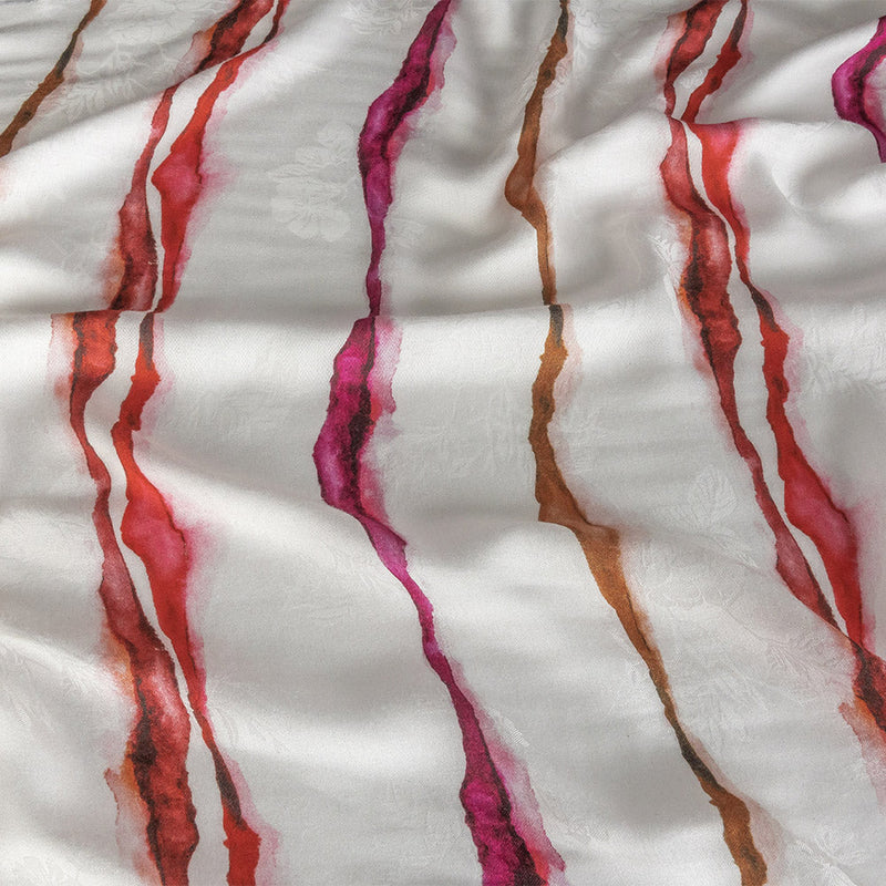 Mood Exclusive Red Chromatic Crevices Flowery Viscose Jacquard