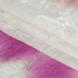 Flowery Viscose Jacquard Print - Violet and Peach Tie Dye Stripes - Mood Exclusive Cloud Writing
