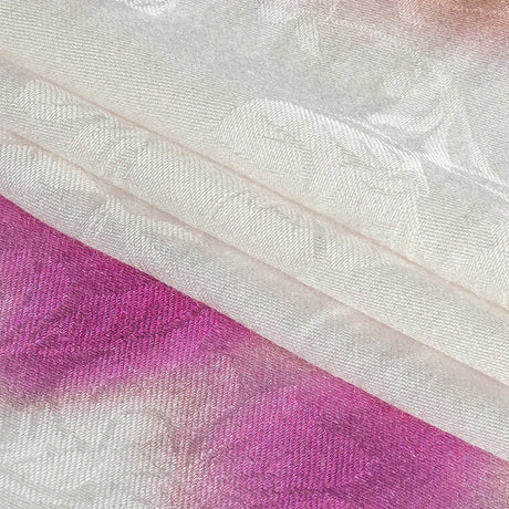 Flowery Viscose Jacquard Print - Violet and Peach Tie Dye Stripes - Mood Exclusive Cloud Writing