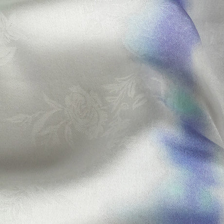 Flowery Viscose Jacquard Print - Green and Blue Tie Dye Stripes - Mood Exclusive Cloud Writing