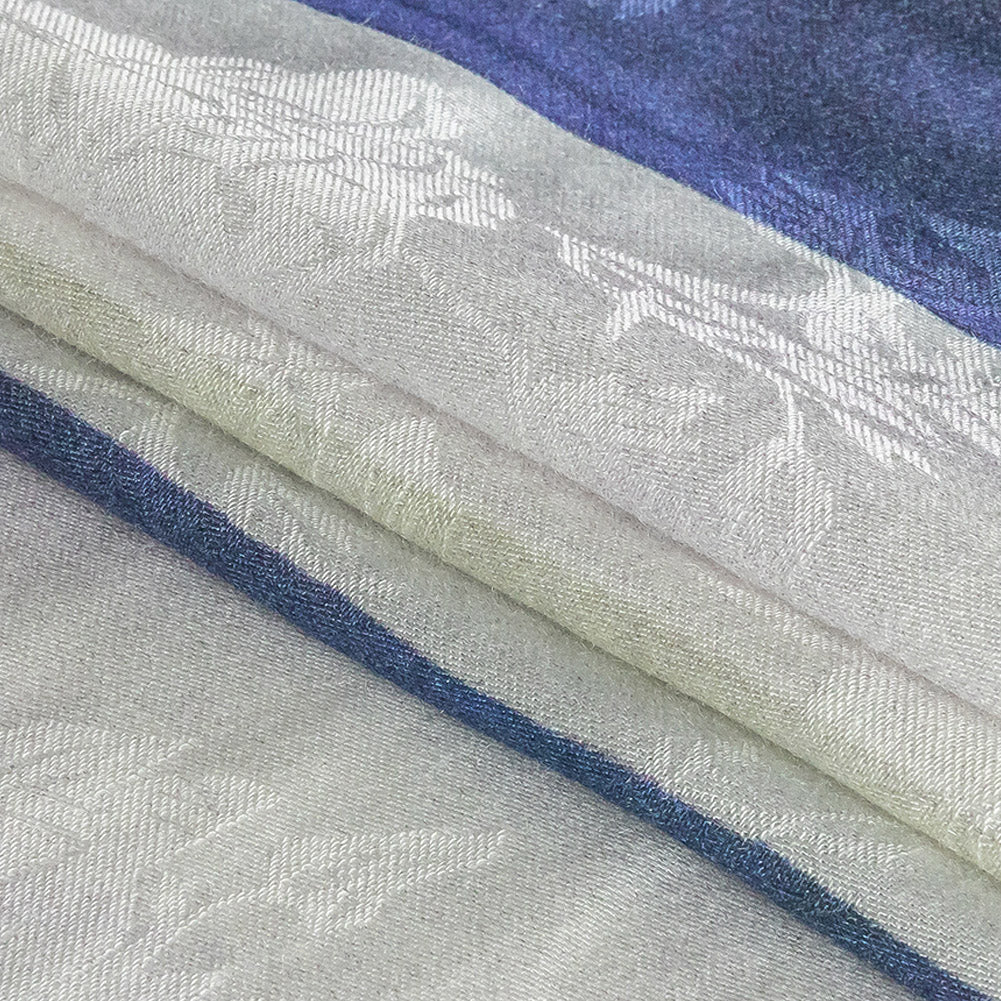 Flowery Viscose Jacquard Print - Blue, Black and Cream Painterly Stripes - Mood Exclusive Wayfaring Waterlines
