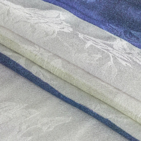 Flowery Viscose Jacquard Print - Blue, Black and Cream Painterly Stripes - Mood Exclusive Wayfaring Waterlines