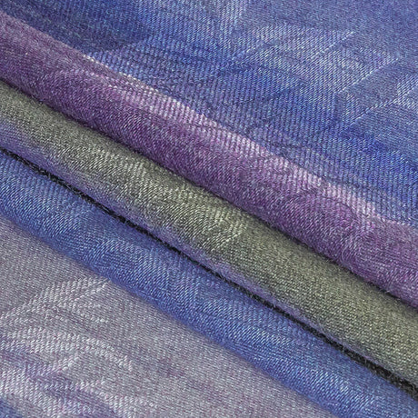 Flowery Viscose Jacquard Print - Periwinkle, Blue and Olive Stripes - Mood Exclusive Fossil Fascination