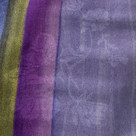 Flowery Viscose Jacquard Print - Periwinkle, Blue and Olive Stripes - Mood Exclusive Fossil Fascination