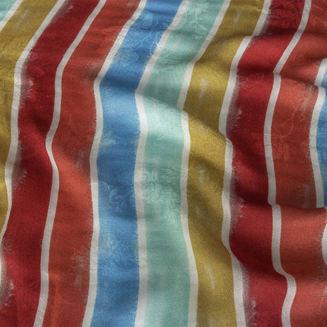 Flowery Viscose Jacquard Print - Rainbow Stripes - Mood Exclusive Striation Satisfaction