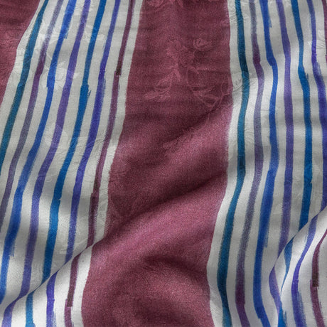 Flowery Viscose Jacquard Print - Purple, Blue and White Stripes - Mood Exclusive Morning Blinds