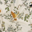 Sustainable Viscose Woven Print - Ivory and Green Birds in Branches - Mood Exclusive Avian Adoration