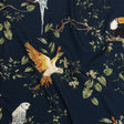 Sustainable Viscose Woven Print - Navy and Green Birds in Branches - Mood Exclusive Avian Adoration