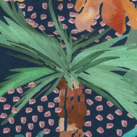 Sustainable Viscose Woven Print - Bright Navy and Green Painterly Palm Trees - Mood Exclusive Sundrenched Splash